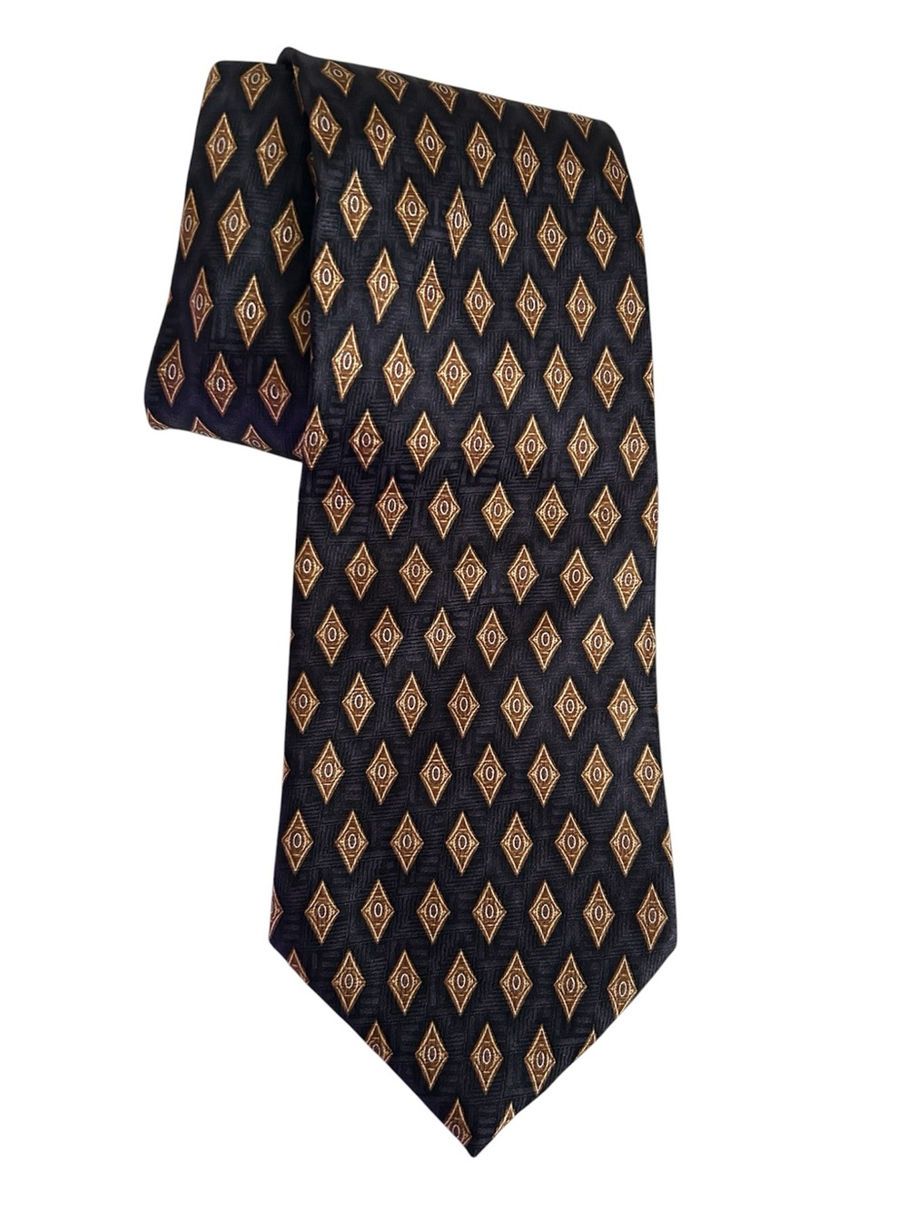 Umberto Bossi 100% Silk Tie – Roma Milano – Navy & Gold Geometric - GUC - Picture 2 of 7